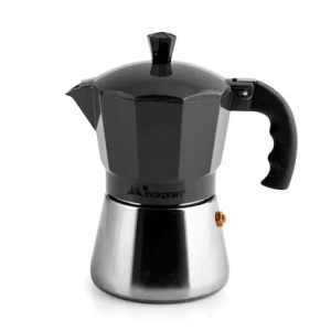 Caffettiera alluminio con caldaia acciaio inox inoxpran tazze tre antracite