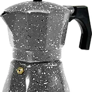 Caffettiera Moka Classica Express Silver Stone Cuore di Pietra 2 Tazze Moka Alluminio per cucina, ufficio, casa Caffè Ital...