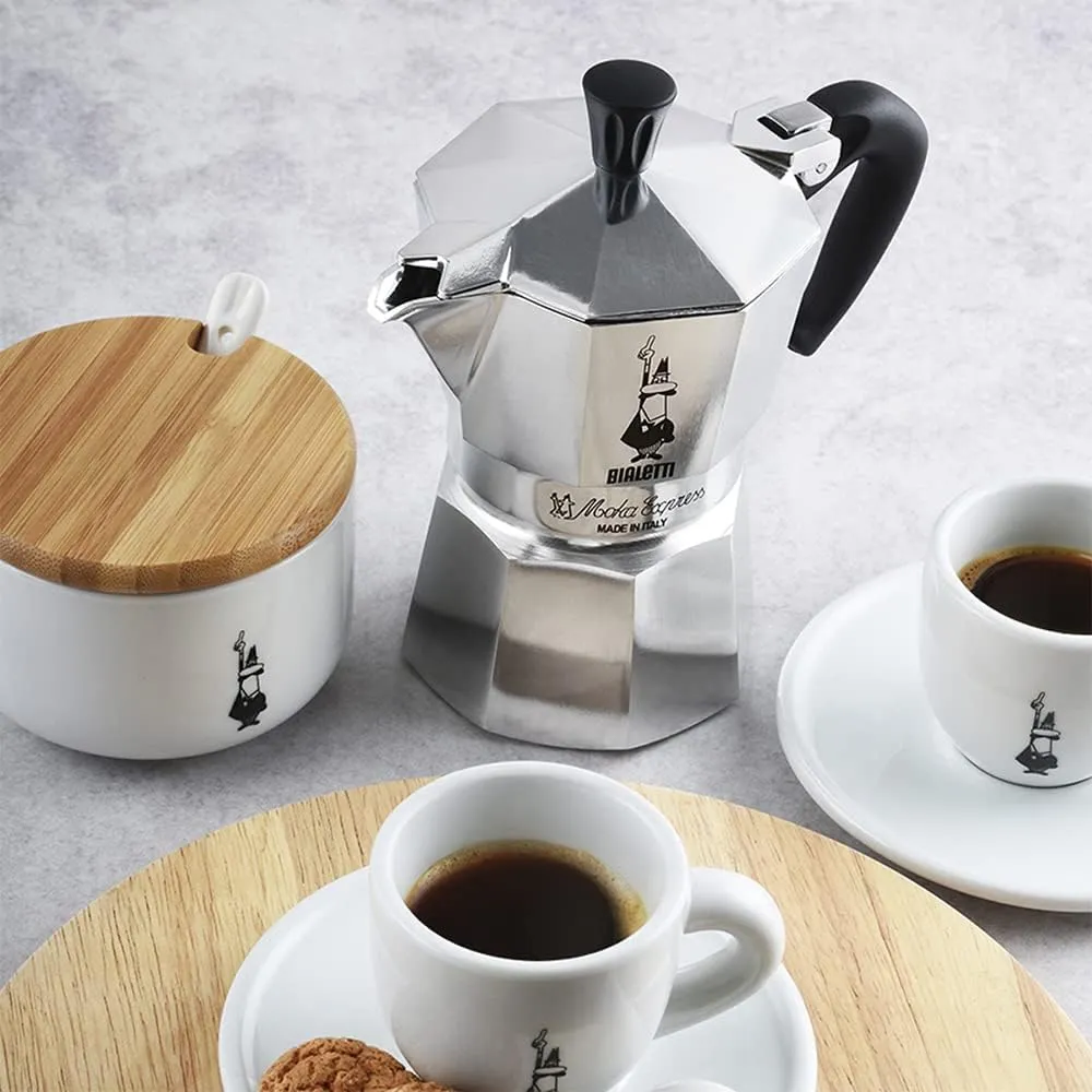 Caffettiera Moka Express Restyling 2 Tazze Alluminio Con Manico Ergonomico Made Italy Bialetti