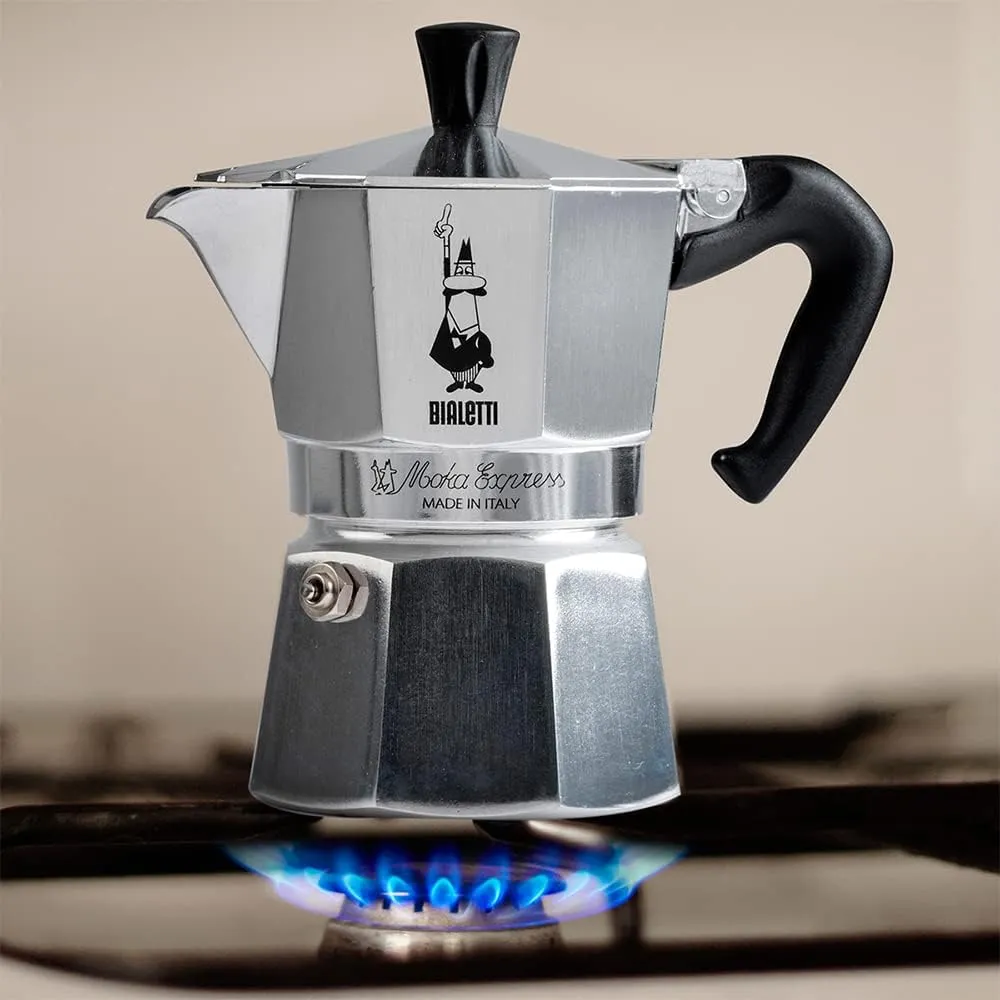 Caffettiera Moka Express Restyling 2 Tazze Alluminio Con Manico Ergonomico Made Italy Bialetti