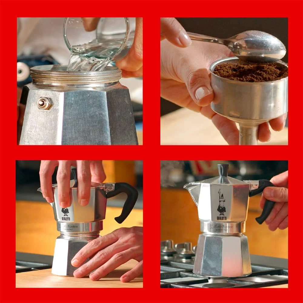 Caffettiera Moka Express Restyling 2 Tazze Alluminio Con Manico Ergonomico Made Italy Bialetti
