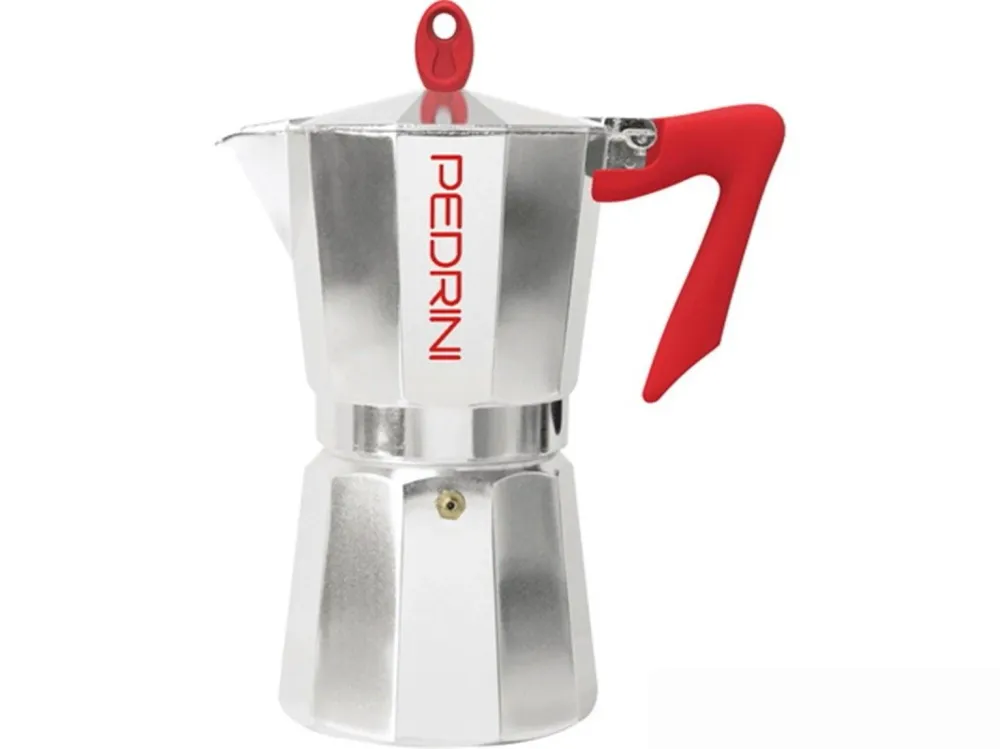 CAFFETTIERA 3 TZ PEDRINII MOKA MACCHINA CAFFE' ESPRESSO * MANICO * ROSSO