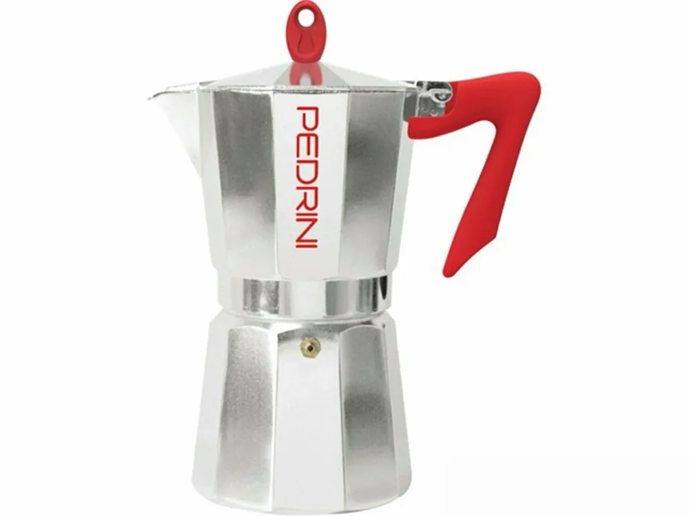 CAFFETTIERA 3 TZ PEDRINII MOKA MACCHINA CAFFE' ESPRESSO * MANICO * ROSSO