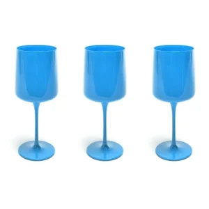Calice vetro 320 ml azzurro opaco stile moderno confezione 3 pezzi, Elegant - M Home