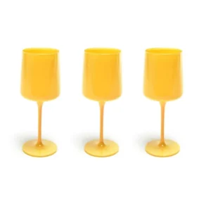 Calice vetro 320 ml giallo opaco stile moderno confezione 3 pezzi, Elegant - M Home