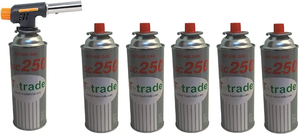 CANNELE MINI BRUCIATORE CARAMELLATORE + 6 BOMBOLETTE GAS DA 250 GR L'UNA