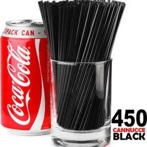 Cannucce Bar Nere 450 Pezzi Display Box Lunghezza 20cm Colore Nero Black