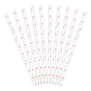 10 cannucce carta - cuori rosa