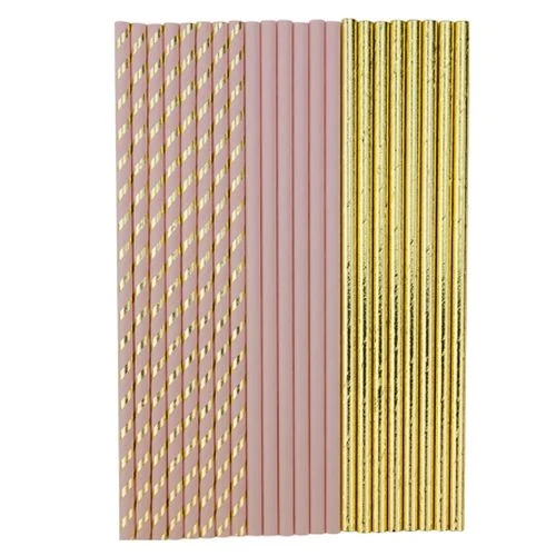 22 cannucce carta - rosa e oro