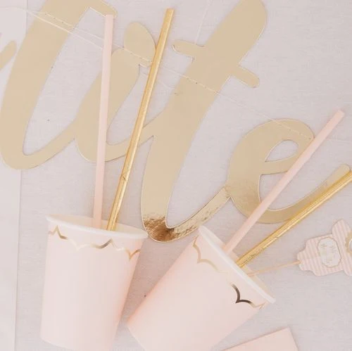 22 cannucce carta - rosa e oro