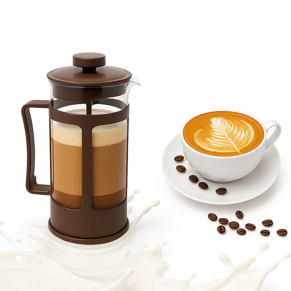 Cappuccinatore montalatte manuale vetro 300 ml schiuma caffè latte