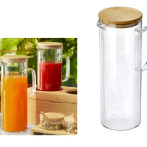 Caraffa Vetro Lt.1,5 Con Coperchio Bamboo