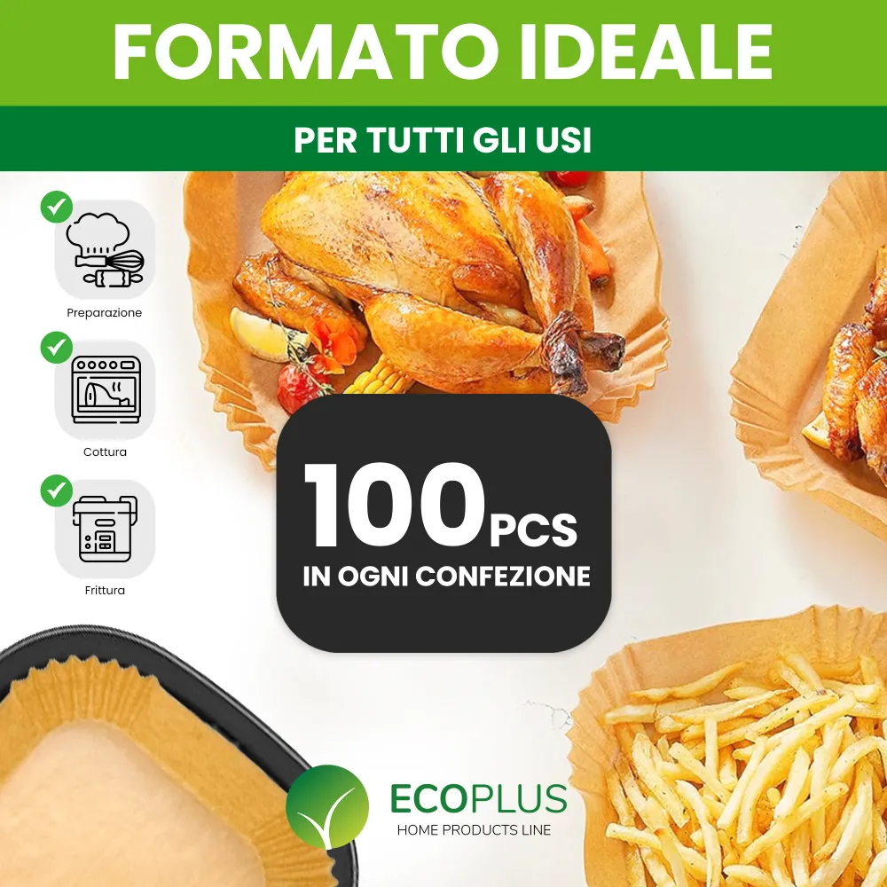 Carta Forno rettangolare per friggitrice ad aria 22x14cm INGROSSO Cucina Fornitura Ristoranti Pasticcerie Bar