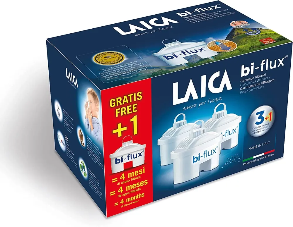 Cartuccia filtro acqua LAICA Bi-Flux - Preserva i sali minerali riducendo cloro e metalli pesanti - Riduce la durezza dell...