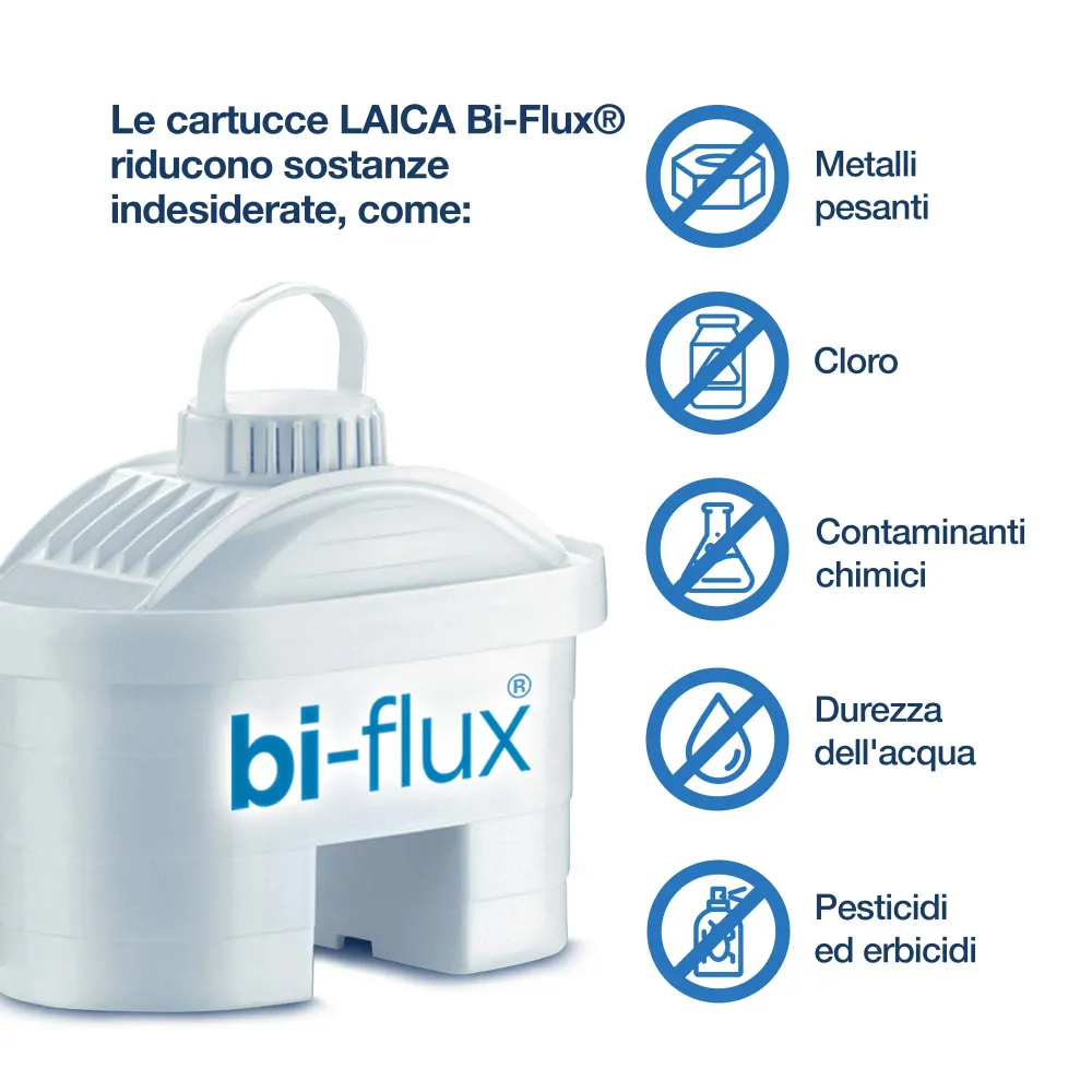 Cartuccia filtro acqua LAICA Bi-Flux - Preserva i sali minerali riducendo cloro e metalli pesanti - Riduce la durezza dell...