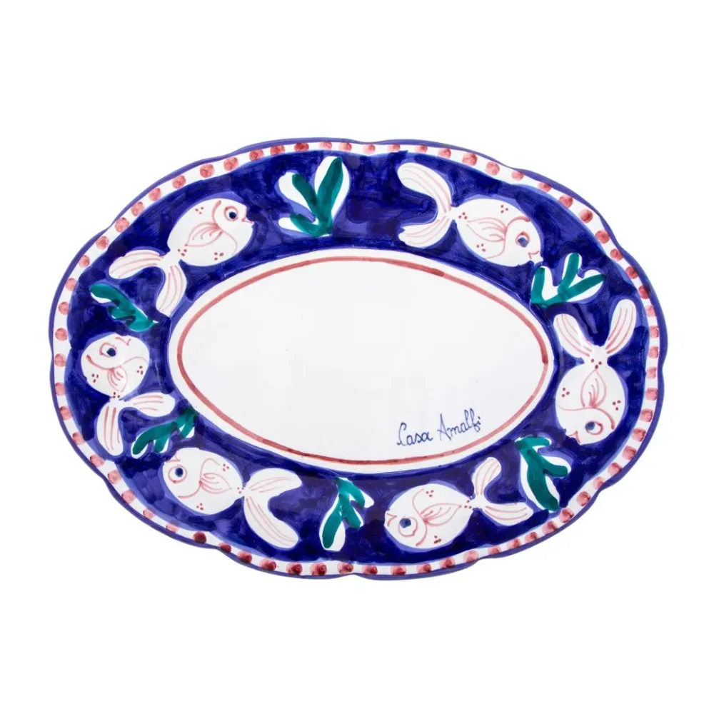 Piatto Ovale Pesciolino Blu 30cm Casa Amalfi