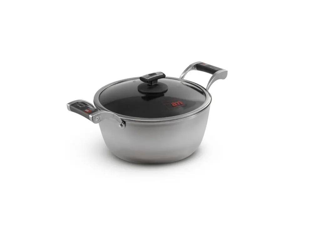 Casseruola chef con 2 maniglie e coperchio vetro per induzione 28cm