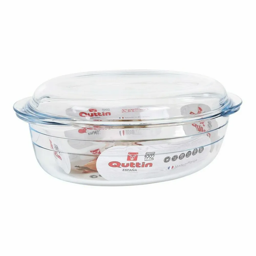 Casseruola con coperchio Quttin 63095 Vetro 33 x 20 x 13 cm (3L + 1L)