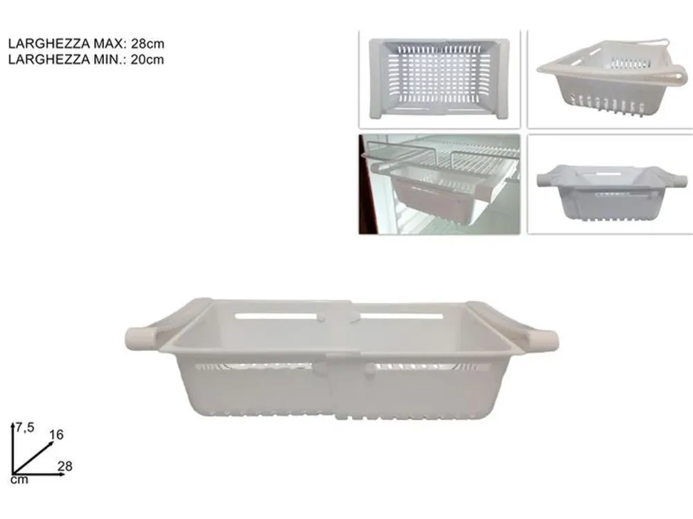 Cassetto plastica estensibile per frigo
