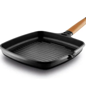 CASTEY Padella mini grill alluminio fuso CLASSIC 22 x 22 cm manico rimovibile induzione