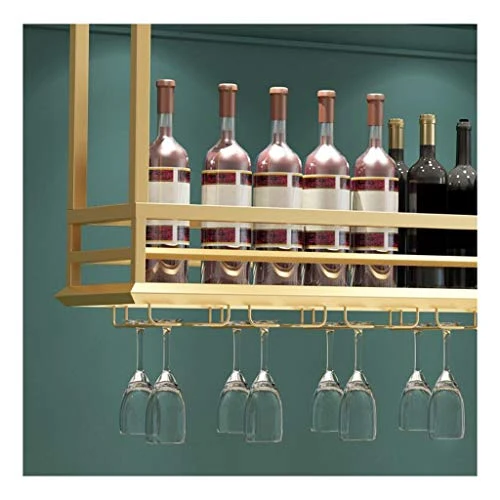 CCFENG Hanging Vino Vino Rack Cabinet, Appendiabiti, scaffale, archiviazione Decorativo, Bancone Appendiabiti, Porta Bicch...