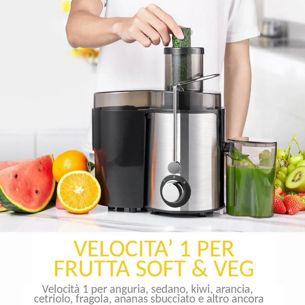 Centrifuga Elettrica Estrattore Succo Frutta e Verdura 600W Filtro Acciaio