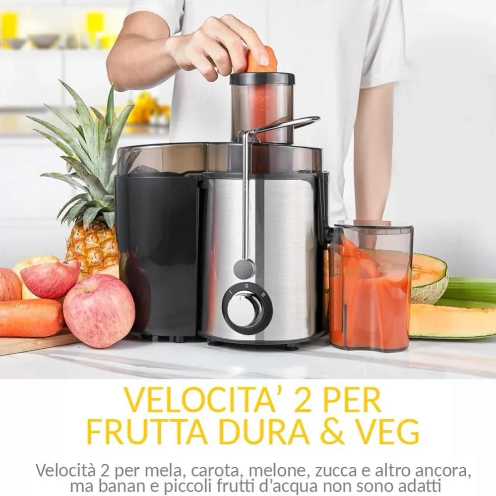 Centrifuga Elettrica Estrattore Succo Frutta e Verdura 600W Filtro Acciaio