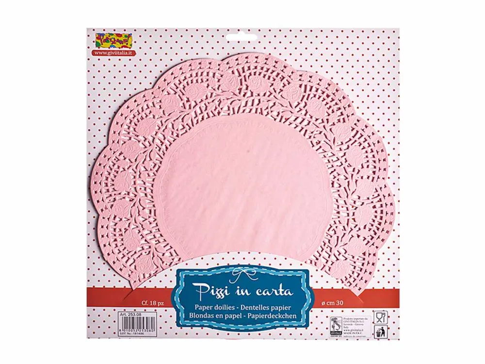 Centrino 30 pezzi pizzo rosa 21,5cm 25345