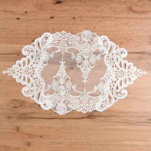 Centrino pizzo bianco poliestere stile shabby chic 30x45 cm - Coccole di Casa