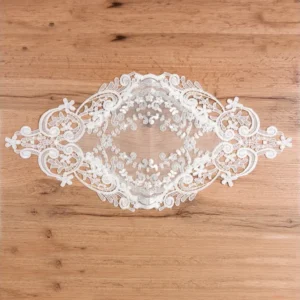 Centrino pizzo bianco poliestere stile shabby chic 30x45 cm - Coccole di Casa