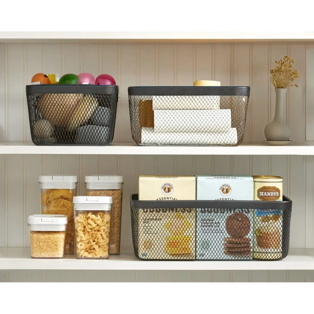Cesta Multiusos Confortime Preto Metal 24,5 x 24,5 x 17 cm (8 Unidades)
