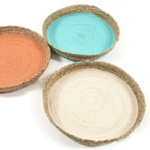 Cestino centrotavola corda diametro 24x4cm assortito nei colori
