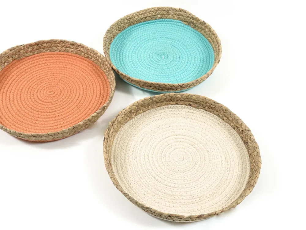 Cestino centrotavola corda diametro 24x4cm assortito nei colori