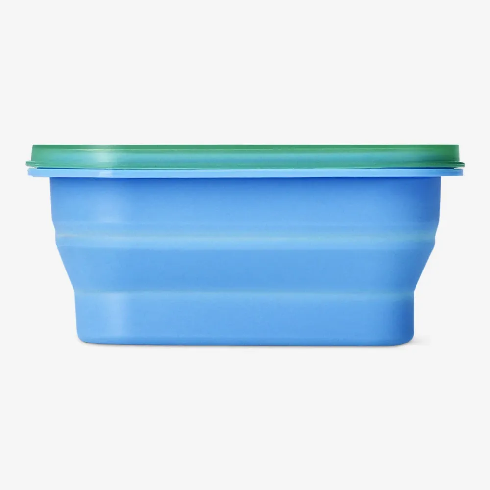 Cestino da pranzo pieghevole blu con forchetta - 600 ml