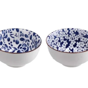 Ciotola ceramica blu fantasia floreale e botanica 9x5cm - Star