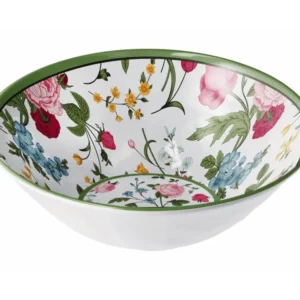 Ciotola da cucina melamina bianca e verde, fantasia floreale, stile country, linea AD trend - 21,5xh.8cm - Star