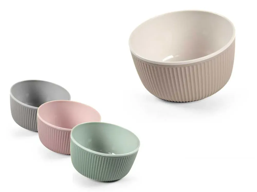 Ciotola da cucina plastica 520 ml con decorazione rilievo colori assortiti - 7x12 cm Gicos