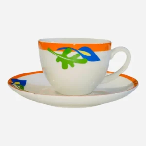Set 6 tazzine da caffè filo arancione e foglie blu e verde Colombetti Casa