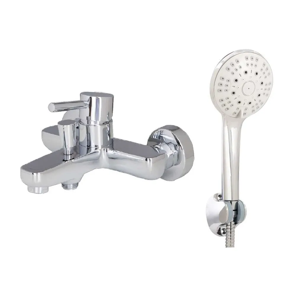 Composizione di miscelatori per lavabo alto, bidet e vasca Moon ottone cromato