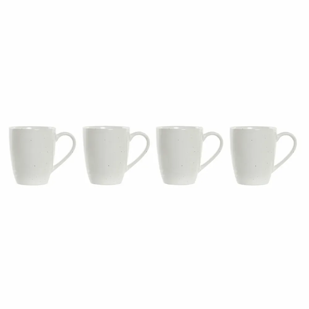 Conjunto de 4 Canecas DKD Home Decor Branco Natural Madeira da borracha Grés 300 ml 19 x 13 x 31 cm