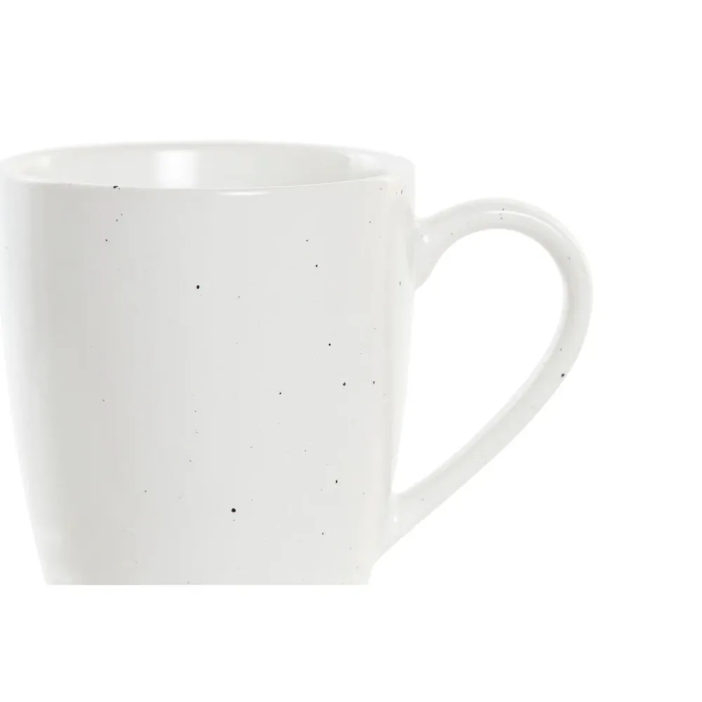 Conjunto de 4 Canecas DKD Home Decor Branco Natural Madeira da borracha Grés 300 ml 19 x 13 x 31 cm