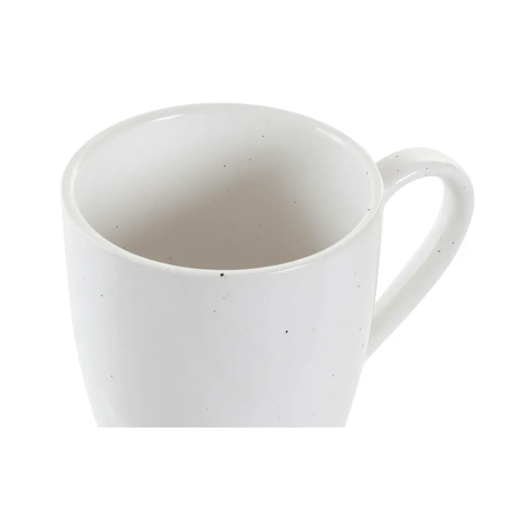 Conjunto de 4 Canecas DKD Home Decor Branco Natural Madeira da borracha Grés 300 ml 19 x 13 x 31 cm