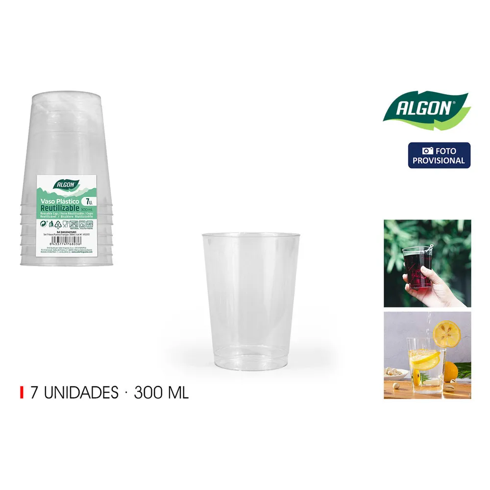 Conjunto de Copos Algon Plástico 300 ml 7 Peças (24 Unidades)