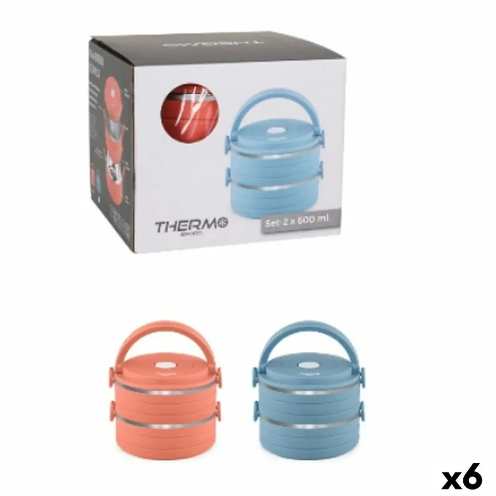 Conjunto de Lancheiras ThermoSport Azul Vermelho ço Plástico 600 ml 2 Peças (6 Unidades)