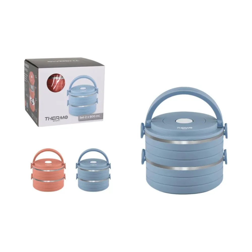 Conjunto de Lancheiras ThermoSport Azul Vermelho ço Plástico 600 ml 2 Peças (6 Unidades)