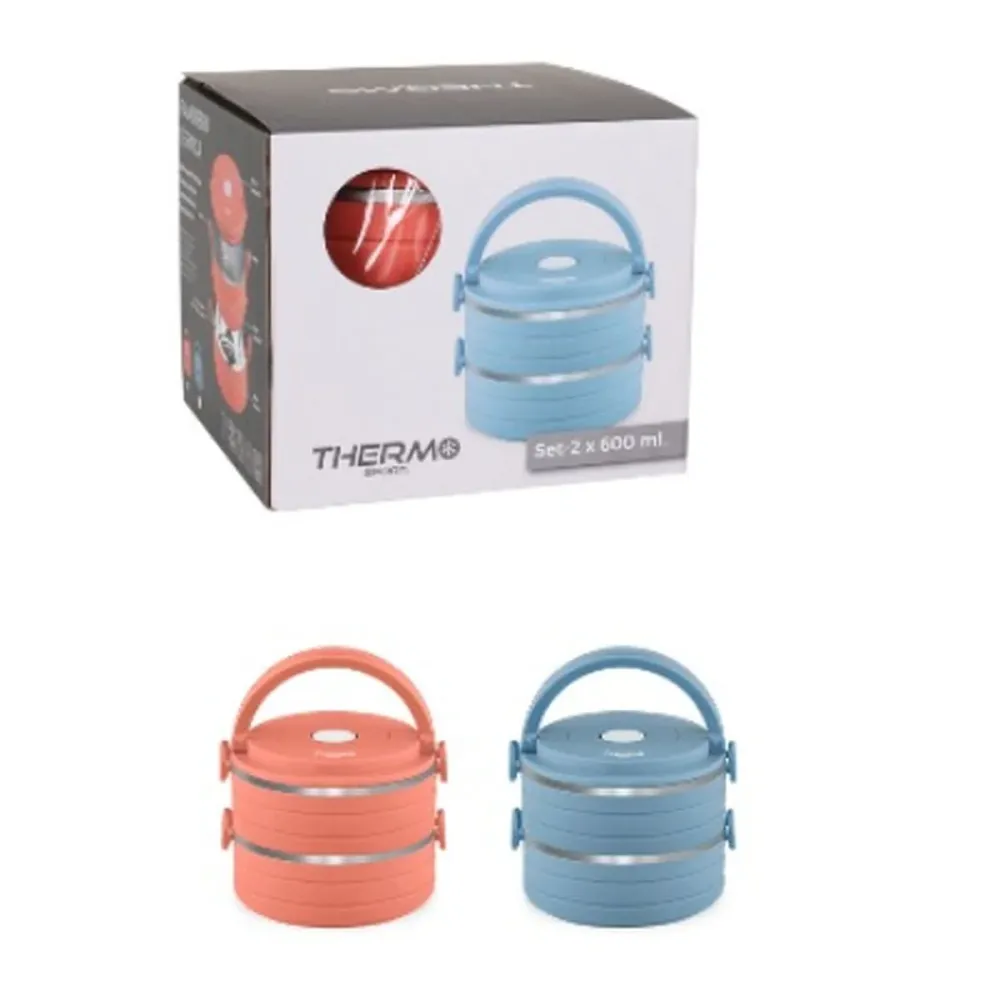 Conjunto de Lancheiras ThermoSport Azul Vermelho ço Plástico 600 ml 2 Peças (6 Unidades)