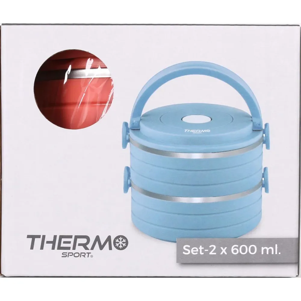Conjunto de Lancheiras ThermoSport Azul Vermelho ço Plástico 600 ml 2 Peças (6 Unidades)