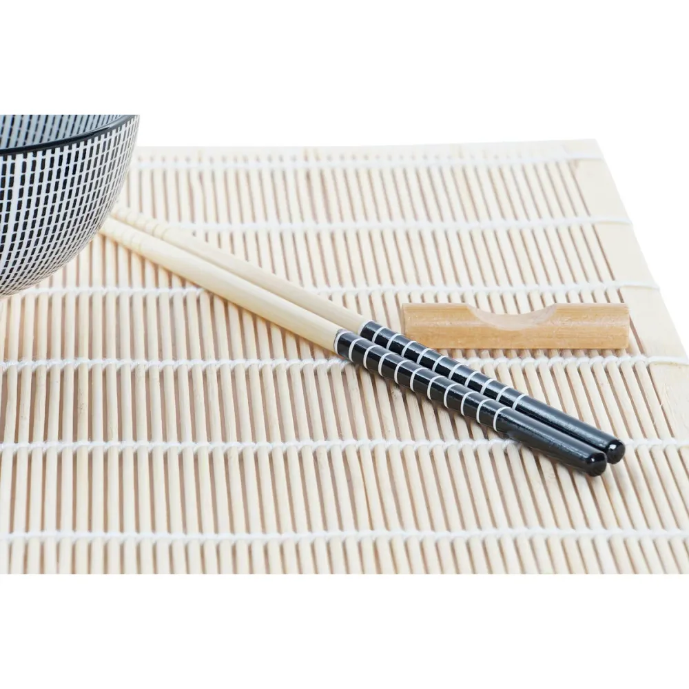 Conjunto de sushi DKD Home Decor 14,5 x 14,5 x 31 cm Preto Grés Oriental (16 Peças)