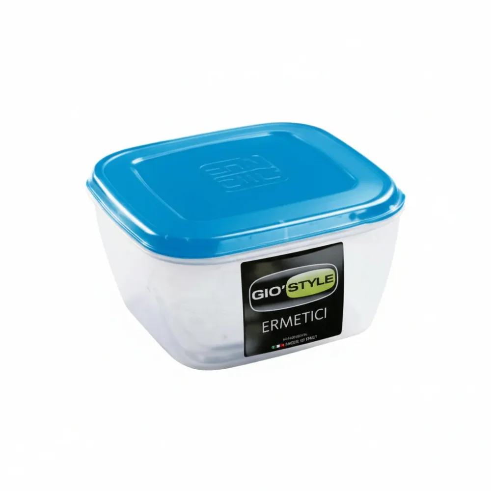 Contenitori Ermetici Quadrati Per Alimenti Plastica- - Lt.1,00 - Cm.15X15X8H - 6 Pezzi Giostyle
