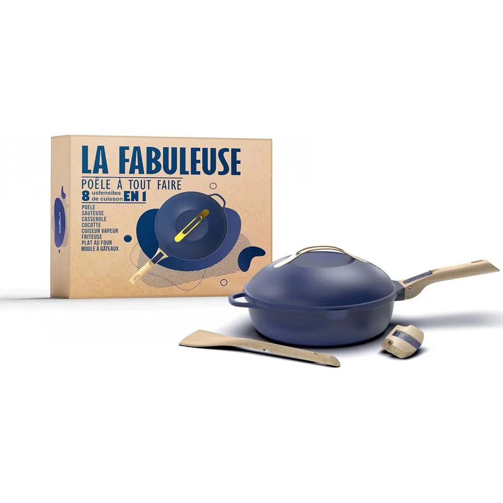 COOKUT La Favolosa Padella Casseruola Tegame 2 Manici 8 1 24cm Metallo Zaffiro